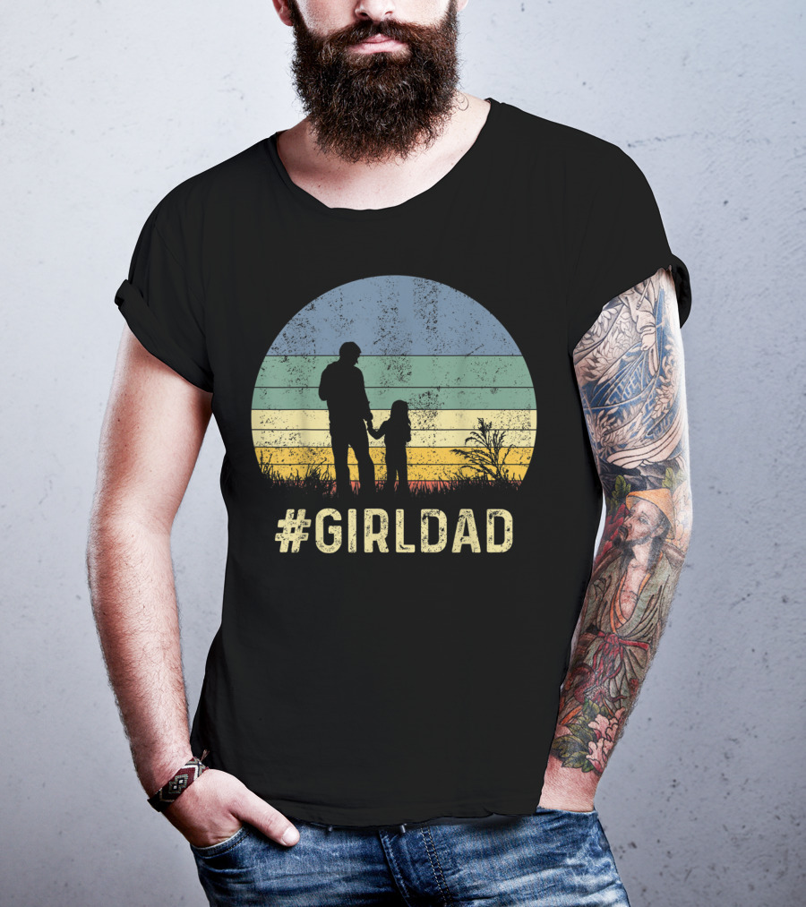 Father And Daughter Vintage Sunset #GirlDad T-Shirt