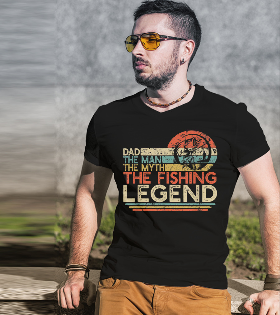 Dad The Man The Myth The Fishing Legend Vintage Fisherman T-Shirt