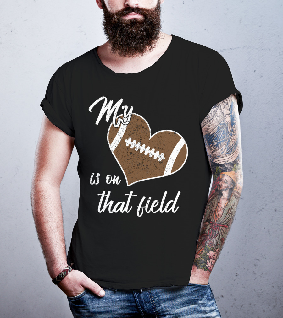 My Heart Is On That Field Football Grandparent T-Shirt