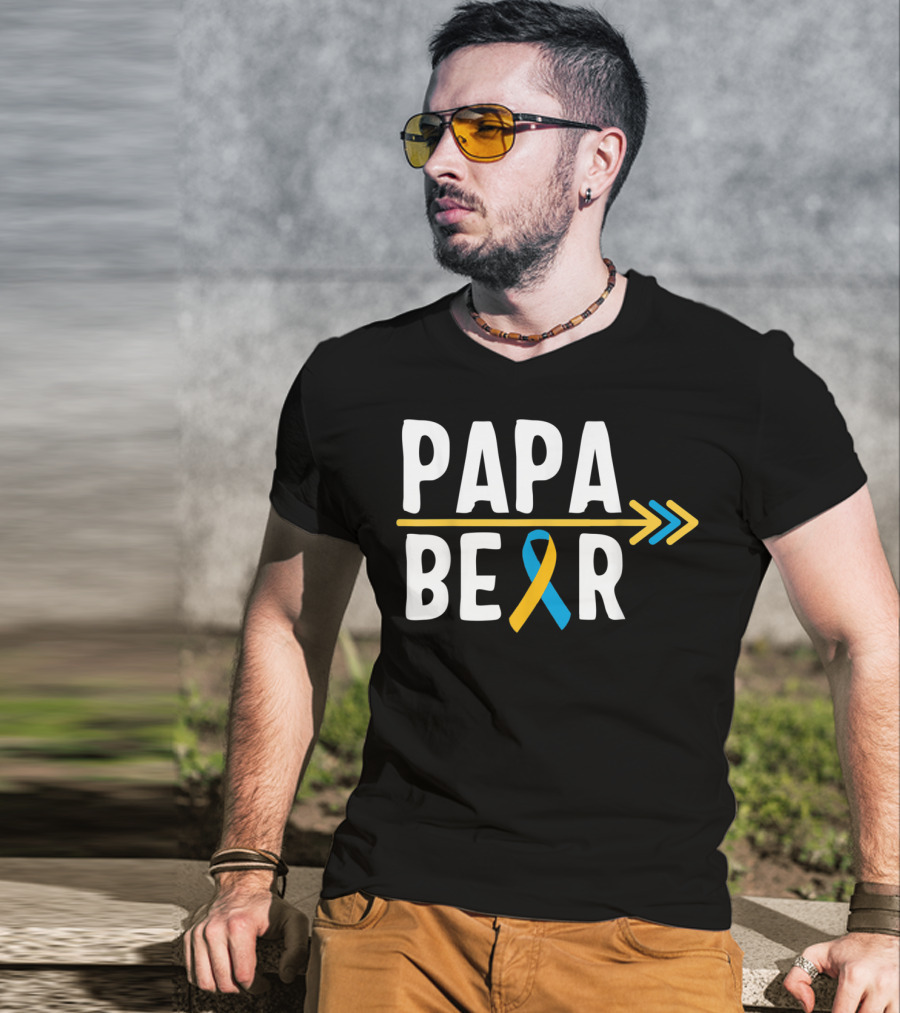 Papa Bear Down Syndrome Warrior Awareness Trisomy T-Shirt