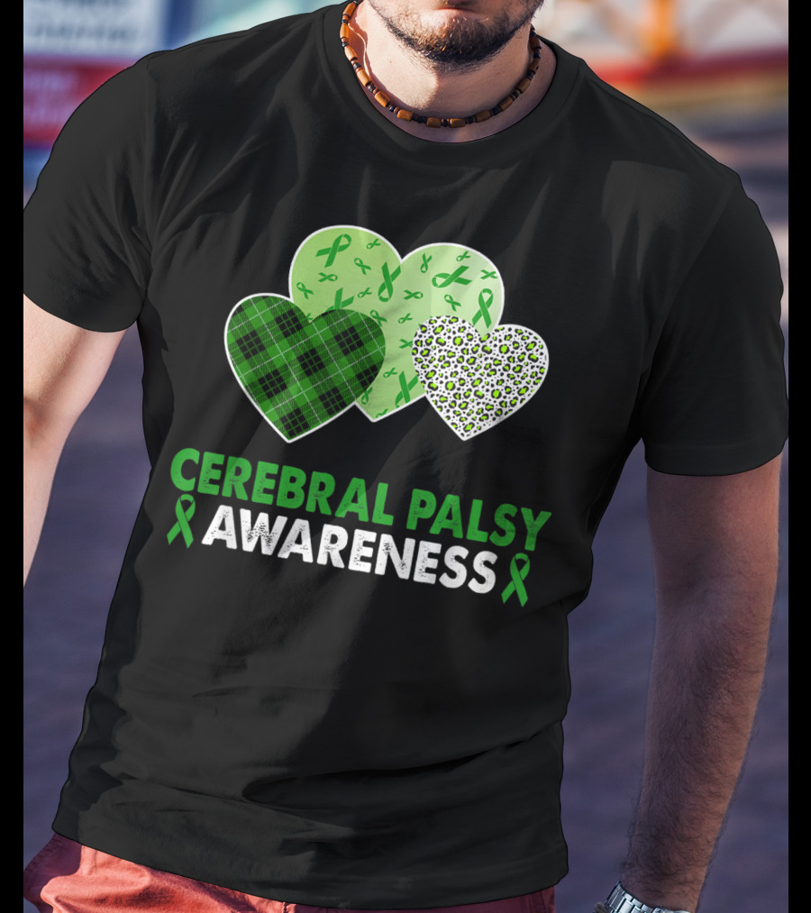 Cerebral Palsy Awareness Heart Leopard Plaid T-Shirt