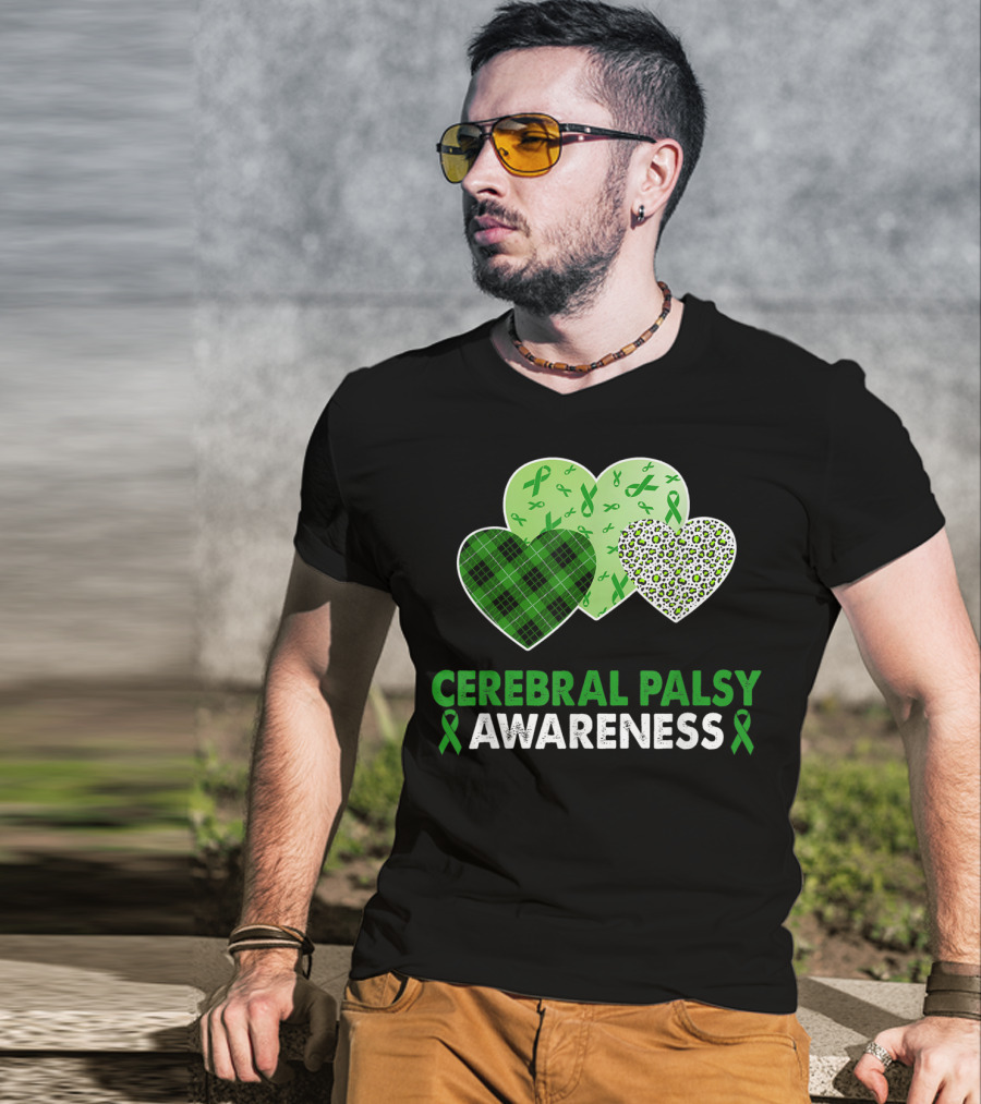 Cerebral Palsy Awareness Heart Leopard Plaid T-Shirt