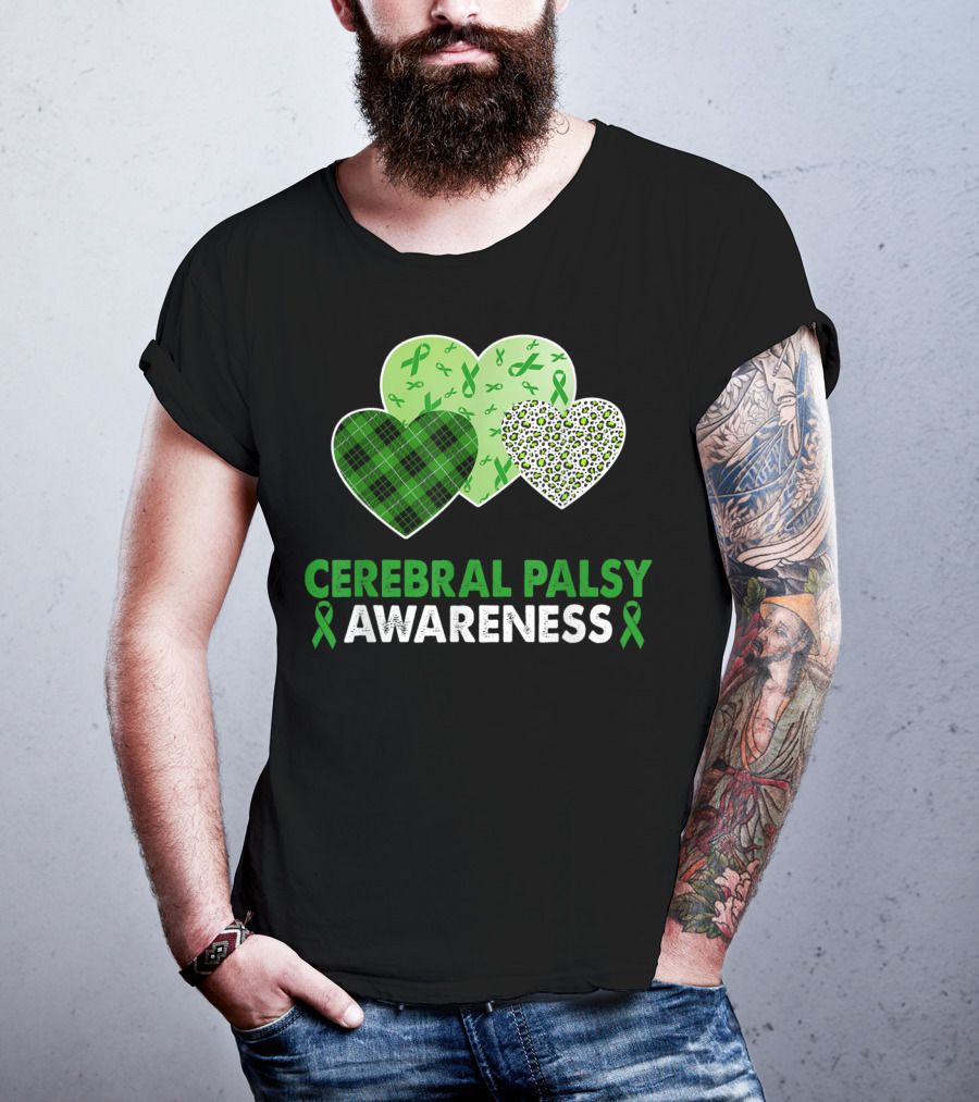 Cerebral Palsy Awareness Heart Leopard Plaid T-Shirt