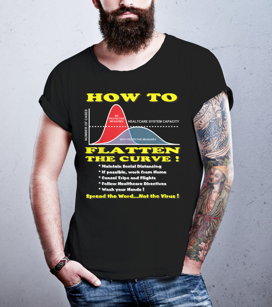 How To Flatten The Curve Maintain Social Distancing Spread The Word Not The Virus Healthcare System Capacity T-Shirt