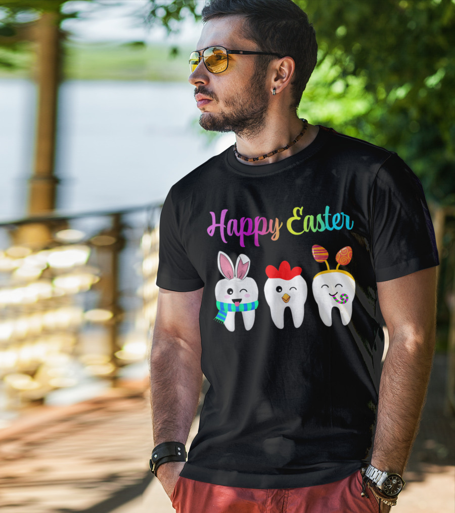 Happy Easter Tooth Bunny Chick Rabbit Eggs T-Shirt