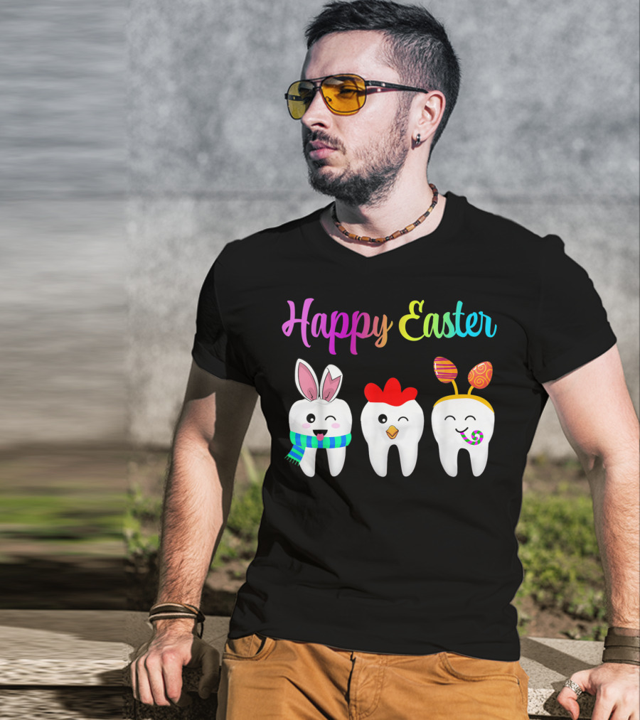 Happy Easter Tooth Bunny Chick Rabbit Eggs T-Shirt