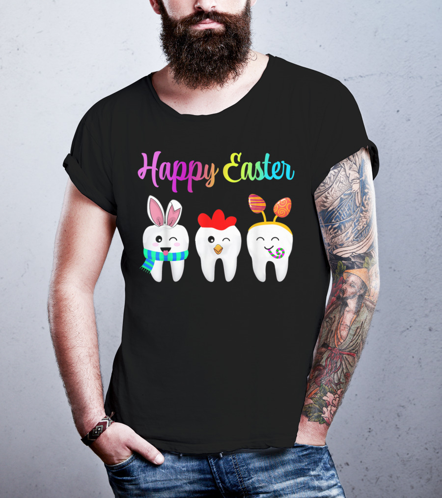 Happy Easter Tooth Bunny Chick Rabbit Eggs T-Shirt