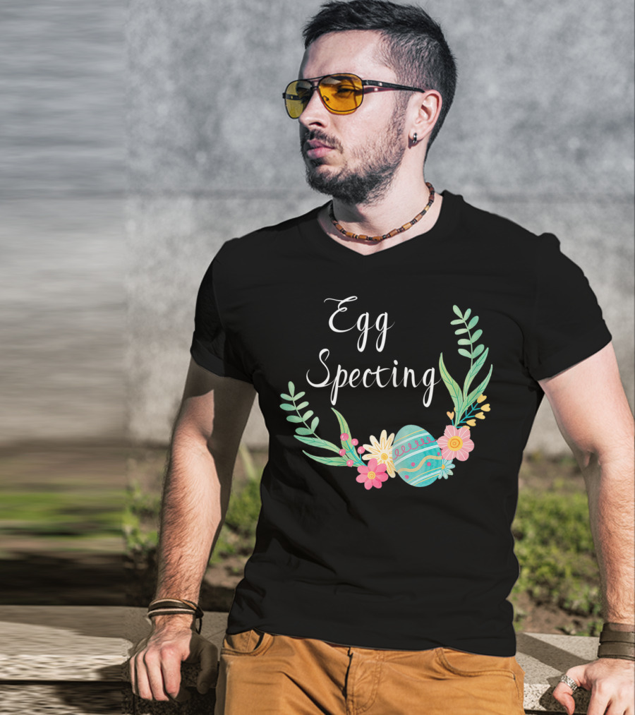 Egg Specting Pregnancy Announcement Floral Easter T-Shirt