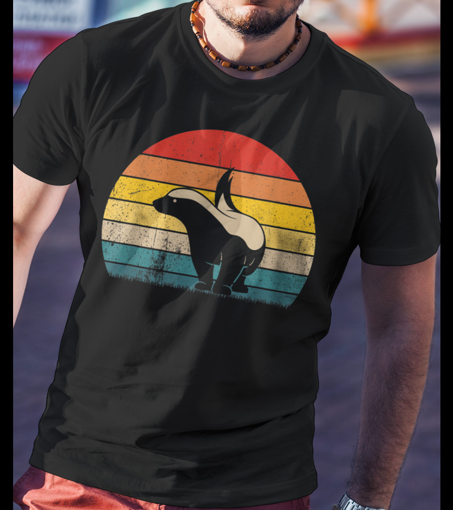 Honey Badger Vintage Sunset Silhouette Retro Style Animal T-Shirt