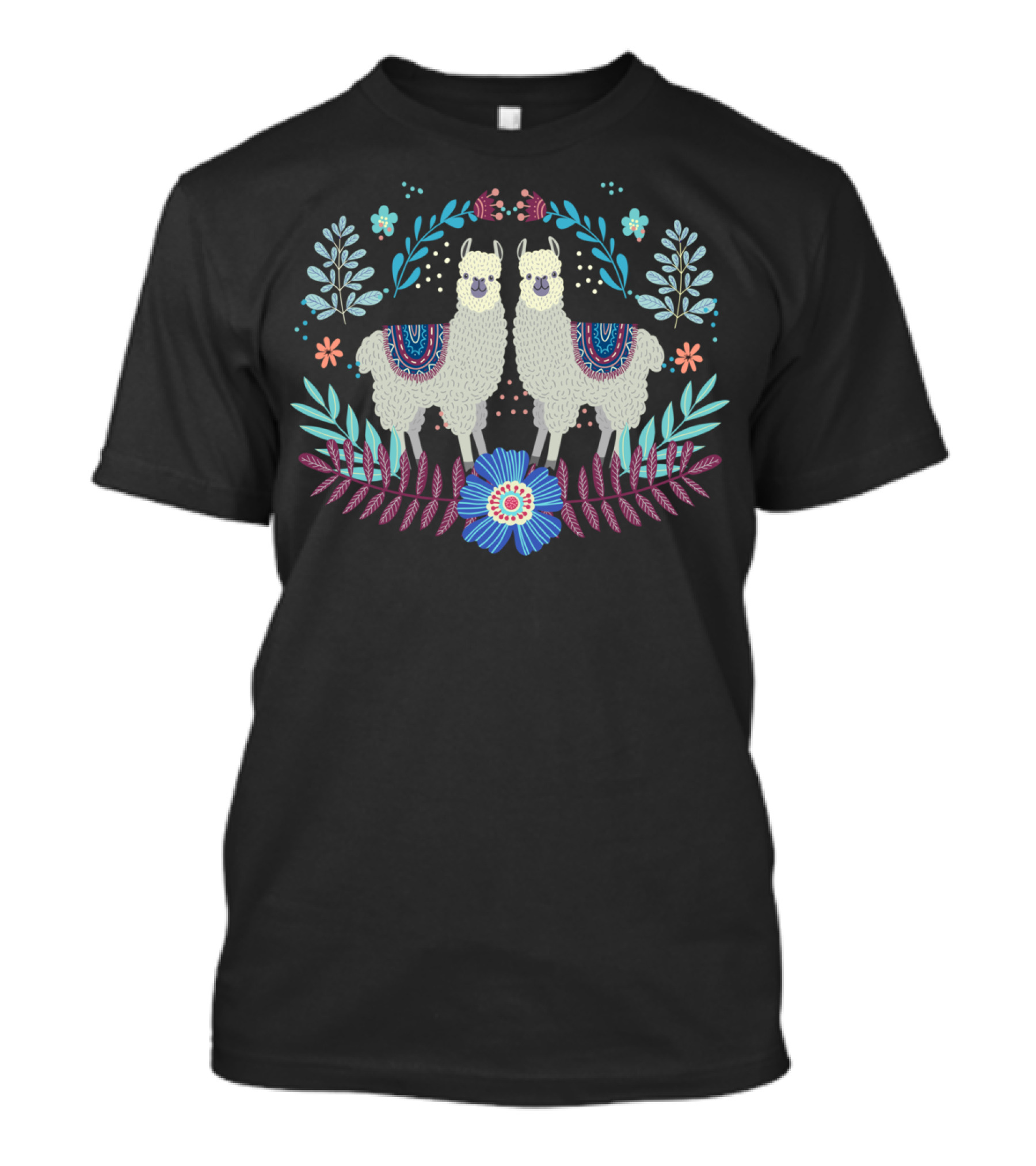Super Cute Llama Love Floral T-Shirt