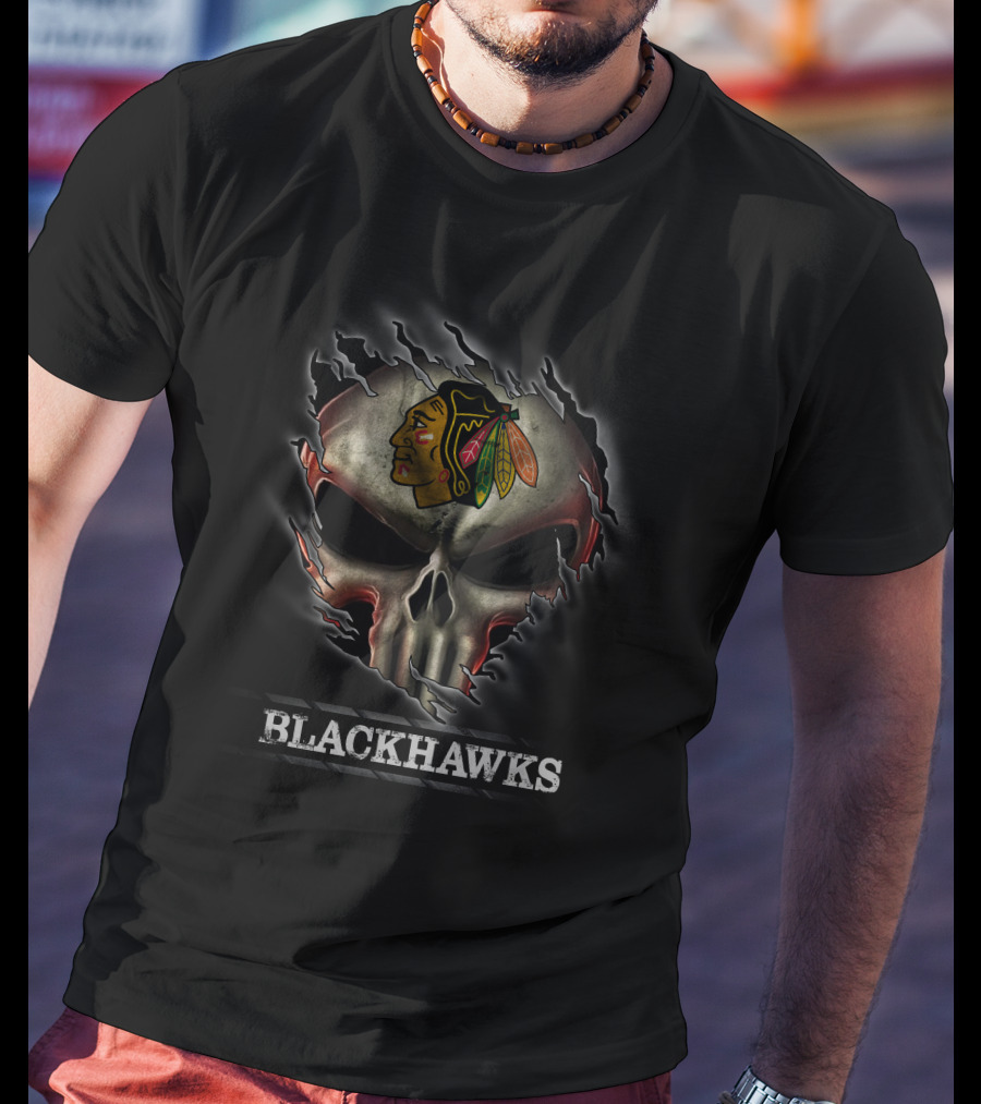 Skull Blackhawks Emblem T-Shirt