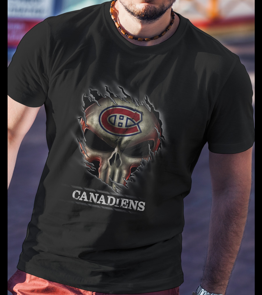 Skull Canadiens Montreal Hockey T-Shirt