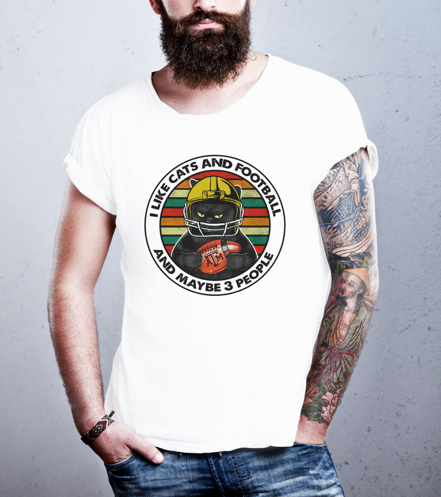 I Like Cats And Football And Maybe 3 People Am T-Shirt