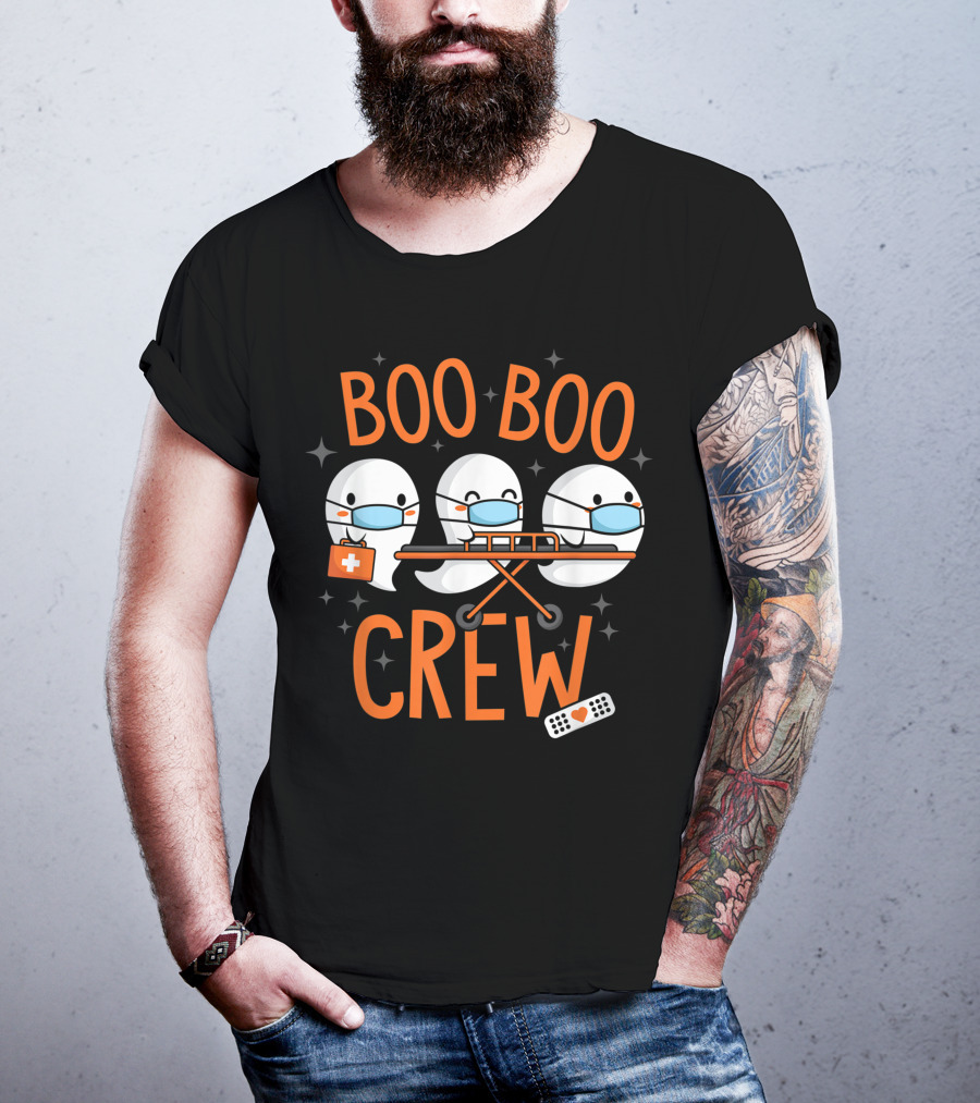 Boo Boo Crew Ghost Doctor Paramedic Nurse Halloween Costume T-Shirt