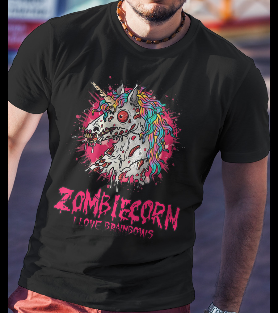 Zombicorn I Love Brainbows Halloween Gothic T-Shirt