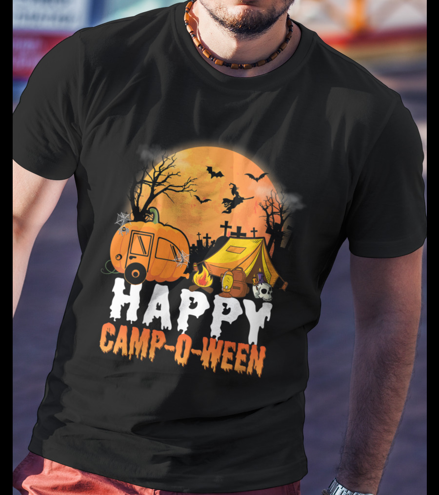 Happy Camp O Ween Halloween Pumpkin Camping Spooky Night T-Shirt