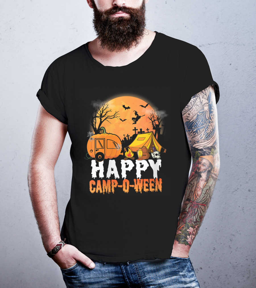 Happy Camp O Ween Halloween Pumpkin Camping Spooky Night T-Shirt