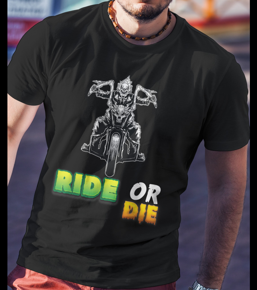 Ride Or Die Skeleton Riding Motorcycle Biker T-Shirt