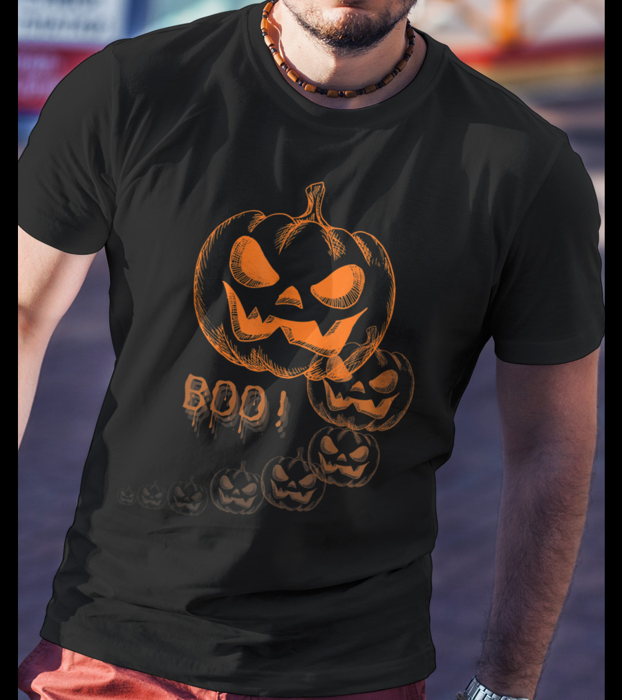 Boo Halloween Pumpkin Jack-O'-Lantern Faces T-Shirt