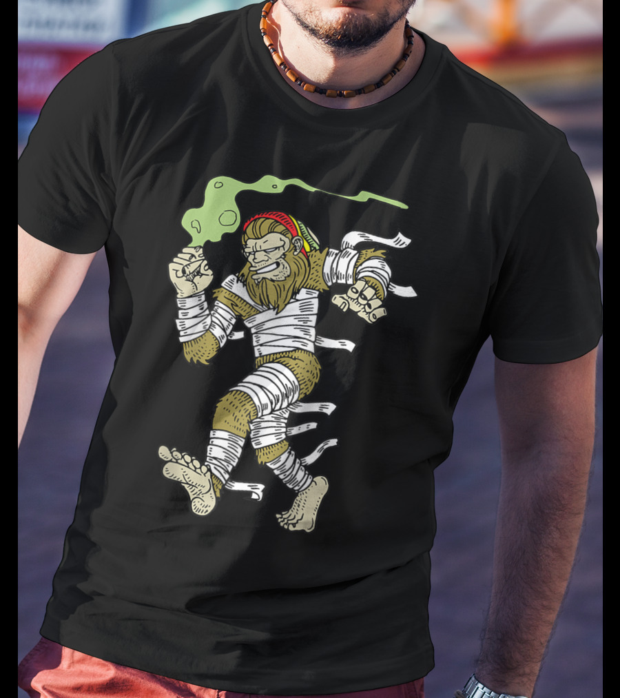 Bigfoot Smoking Weed Loner Stoner Sasquatch Hippie Cannabis Mummy Wraps T-Shirt