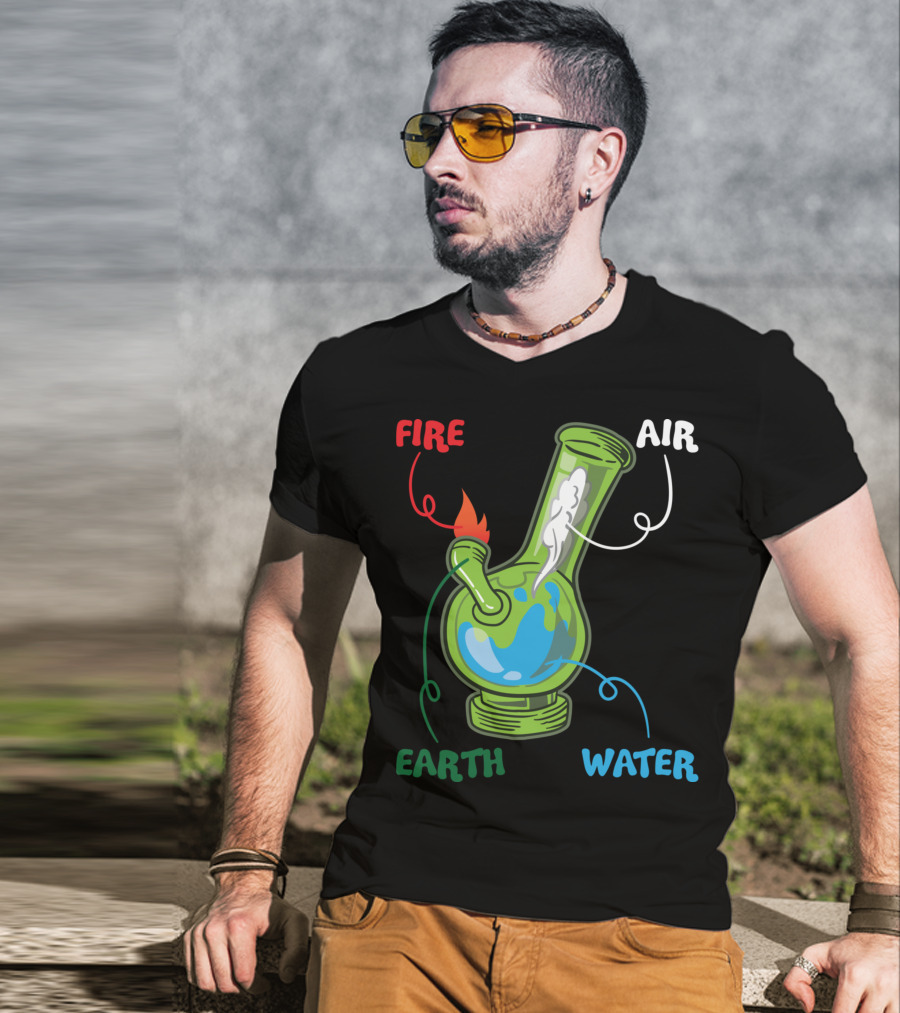 Fire Water Earth Air Bong Elements Weed Smoking Anatomy THC T-Shirt