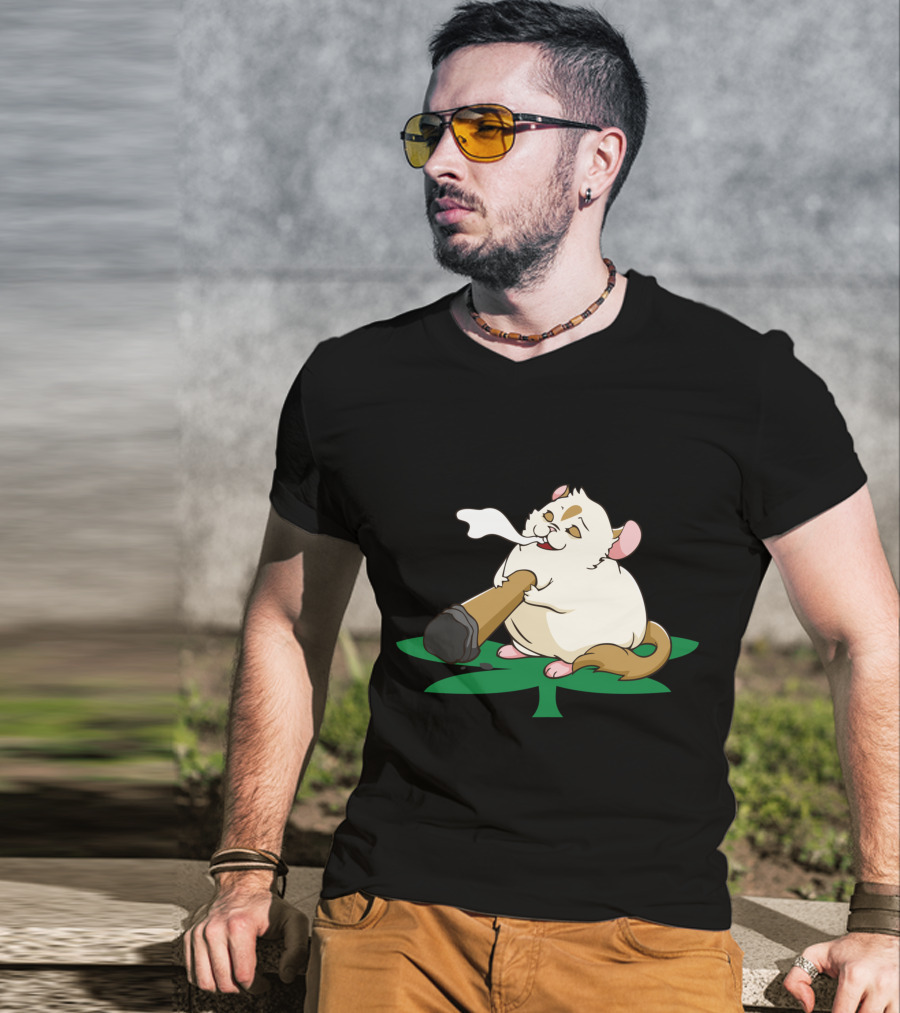 Chinchillin Weed Smoking Chinchilla THC Marijuana Cannabis Leaf T-Shirt
