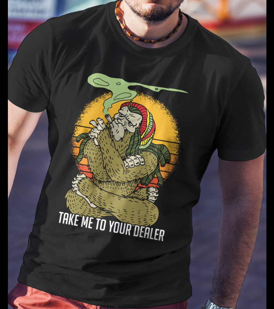Take Me To Your Dealer Bigfoot Smoking Weed Vintage T-Shirt
