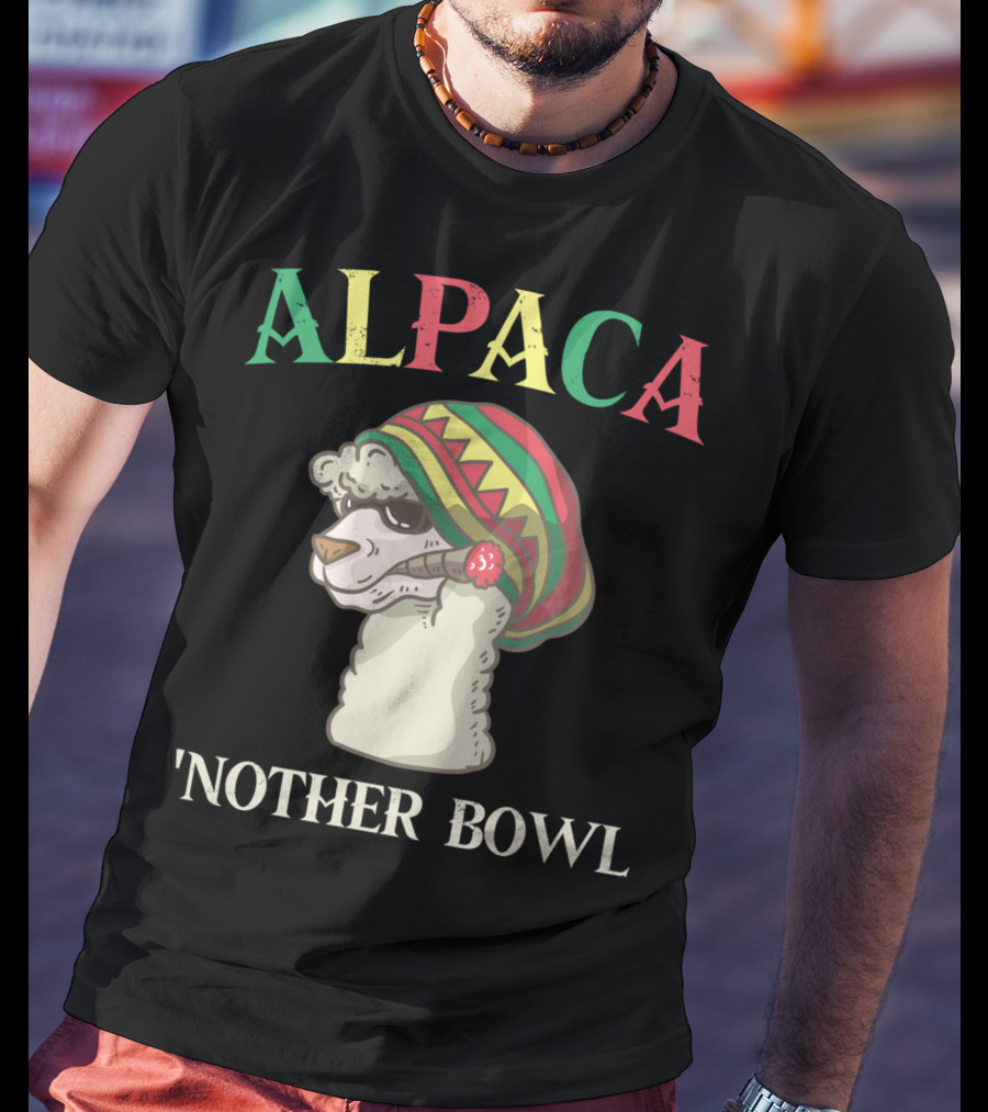 Alpaca Nother Bowl Weed Smoking Llama Cannabis Leaf Stoner T-Shirt