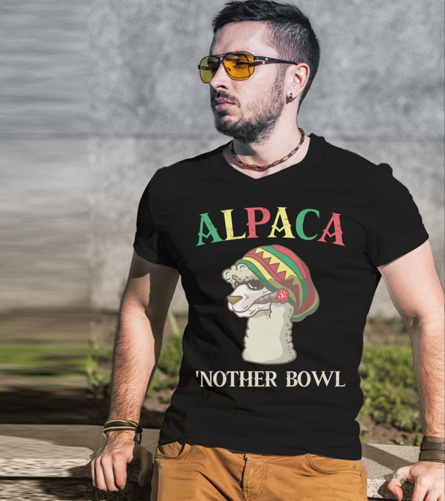 Alpaca Nother Bowl Weed Smoking Llama Cannabis Leaf Stoner T-Shirt