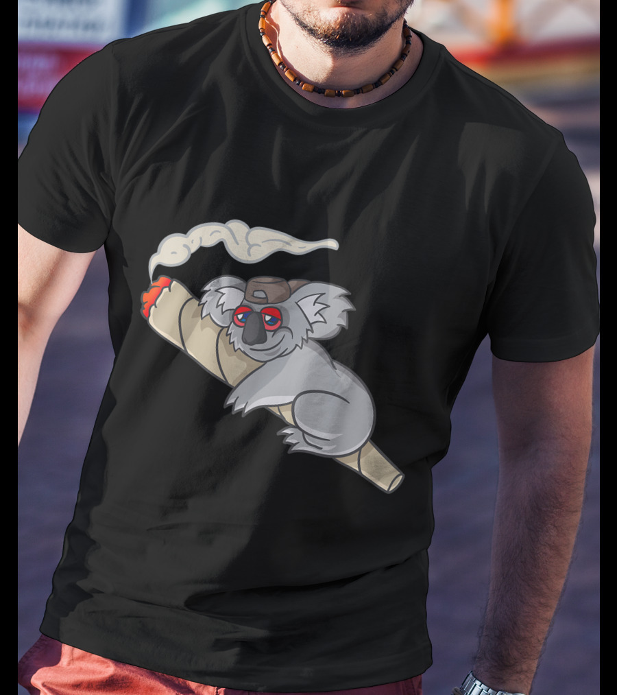Koala Stoner Smoking Weed Marihuana Don't Care Bear T-Shirt