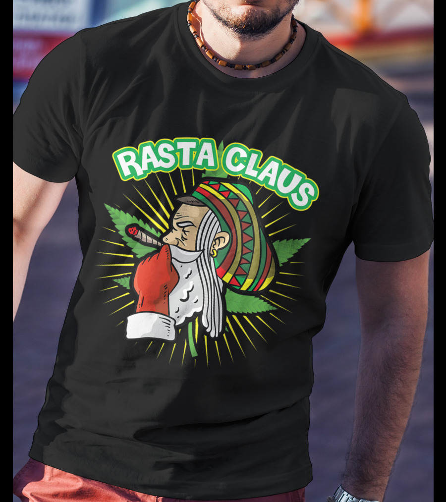 Rasta Claus Cannabis Marijuana Smoking Weed Christmas Holiday T-Shirt