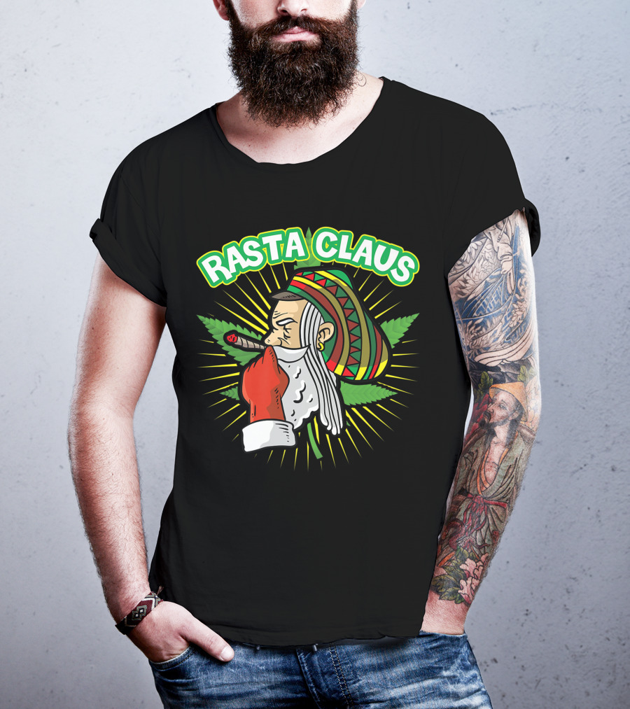Rasta Claus Cannabis Marijuana Smoking Weed Christmas Holiday T-Shirt
