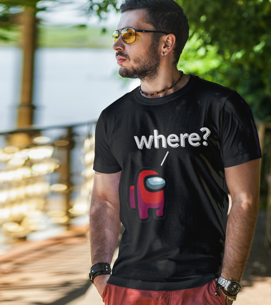 Impostor Among Us Where Essential Red Crewmate Question Mark T-Shirt