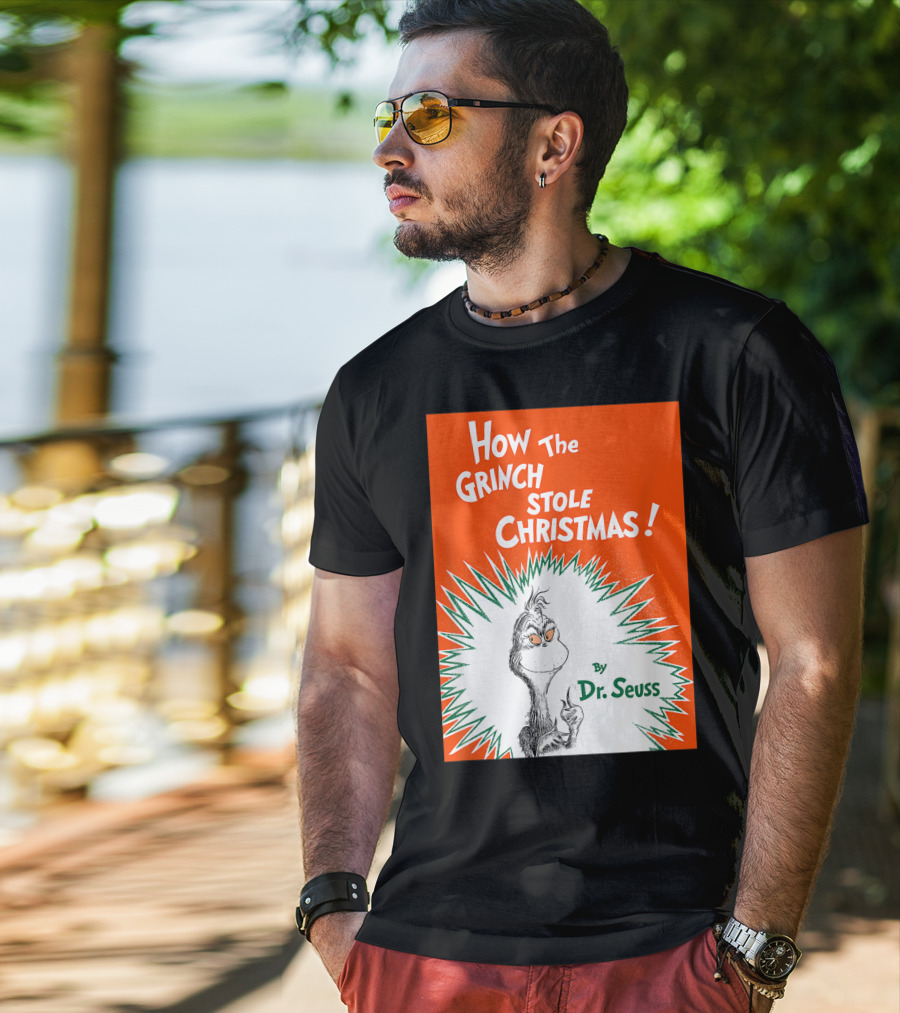How The Grinch Stole Christmas By Dr. Seuss Book Cover T-Shirt