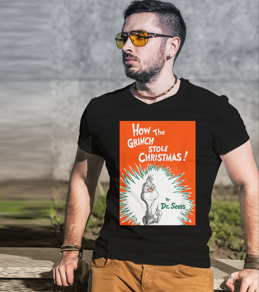 How The Grinch Stole Christmas By Dr. Seuss Book Cover T-Shirt