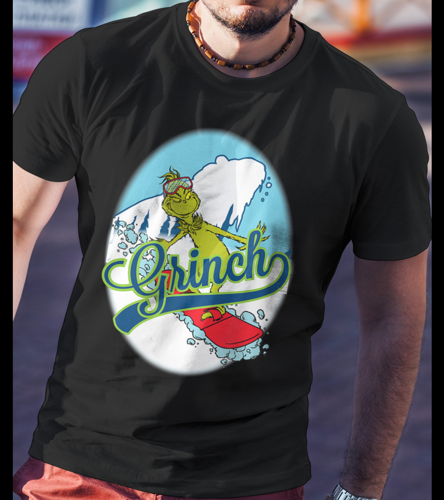 Grinch Snowboarding Dr Seuss Style Adventure T-Shirt