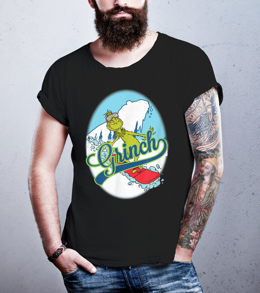 Grinch Snowboarding Dr Seuss Style Adventure T-Shirt