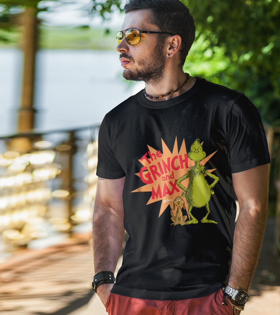 The Grinch And Max Dr. Seuss Burst T-Shirt