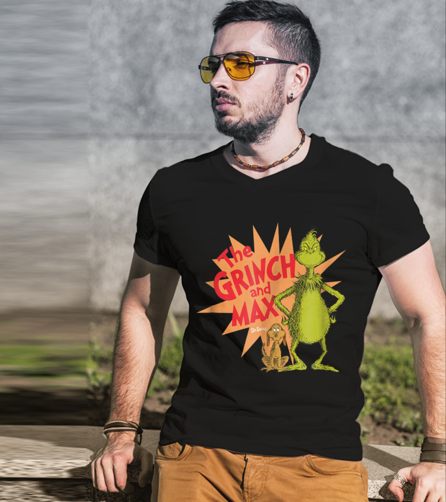 The Grinch And Max Dr. Seuss Burst T-Shirt