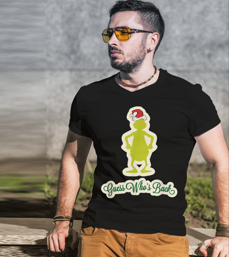 Dr Seuss Grinch Guess Who's Back Santa Hat T-Shirt