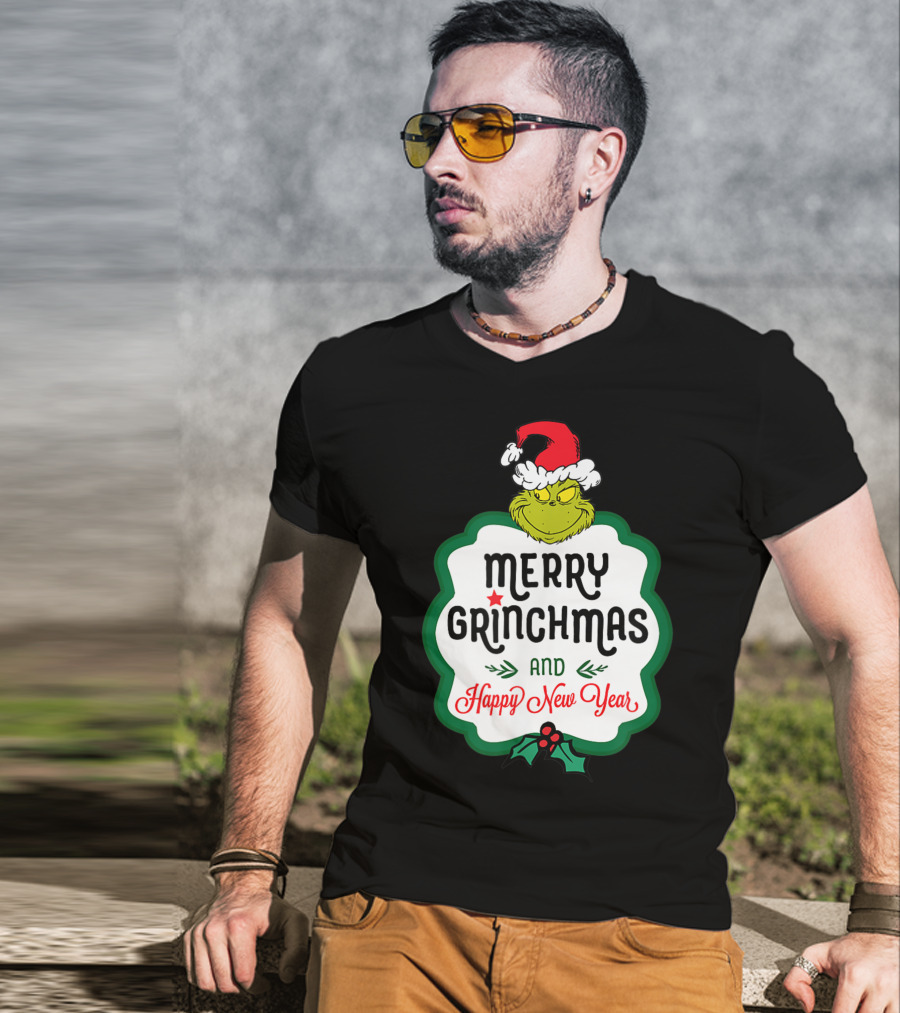 Merry Grinchmas And Happy New Year Dr Seuss Grinch T-Shirt