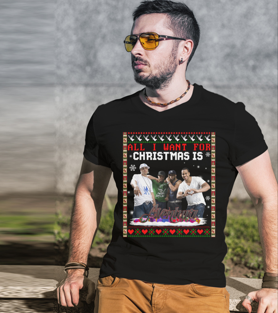 All I Want For Christmas Is Aventura Celebration With Snowflakes And Festive Border T-Shirt