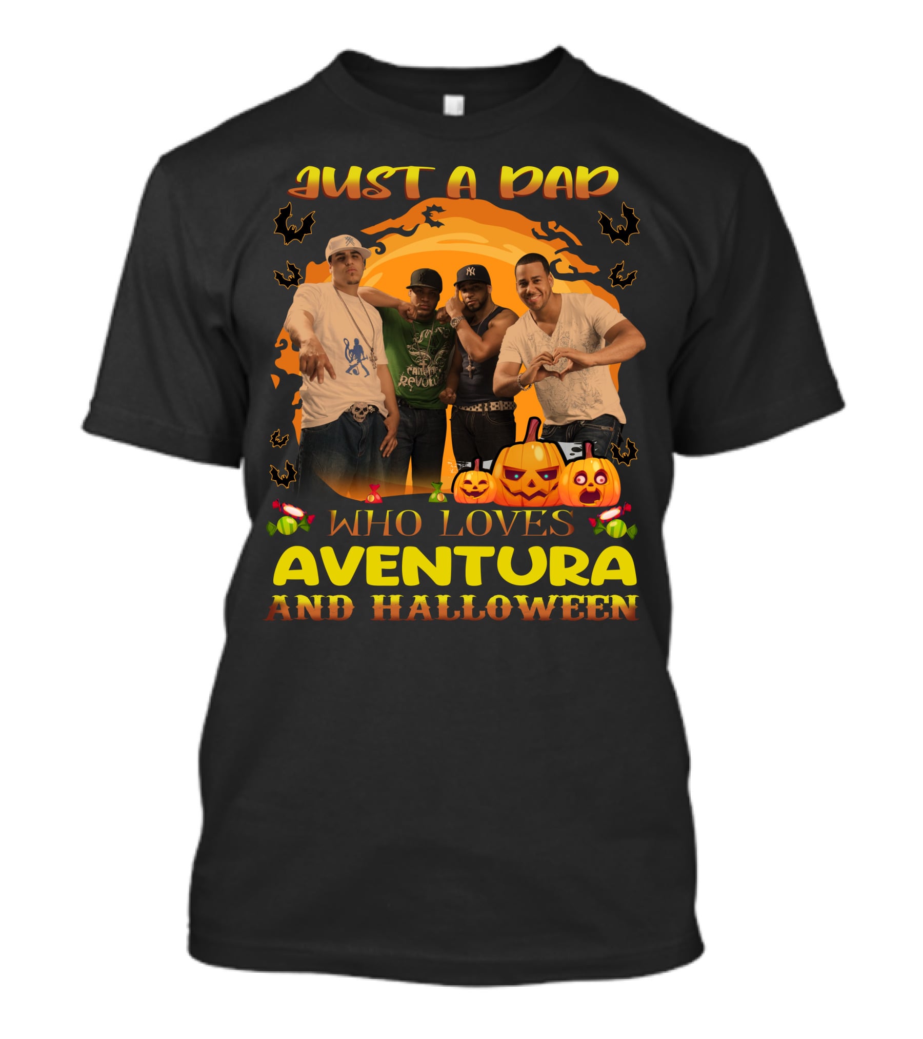 Just A Dad Enjoying Aventura And Celebrating Halloween With Pumpkin And Bat T-Shirt