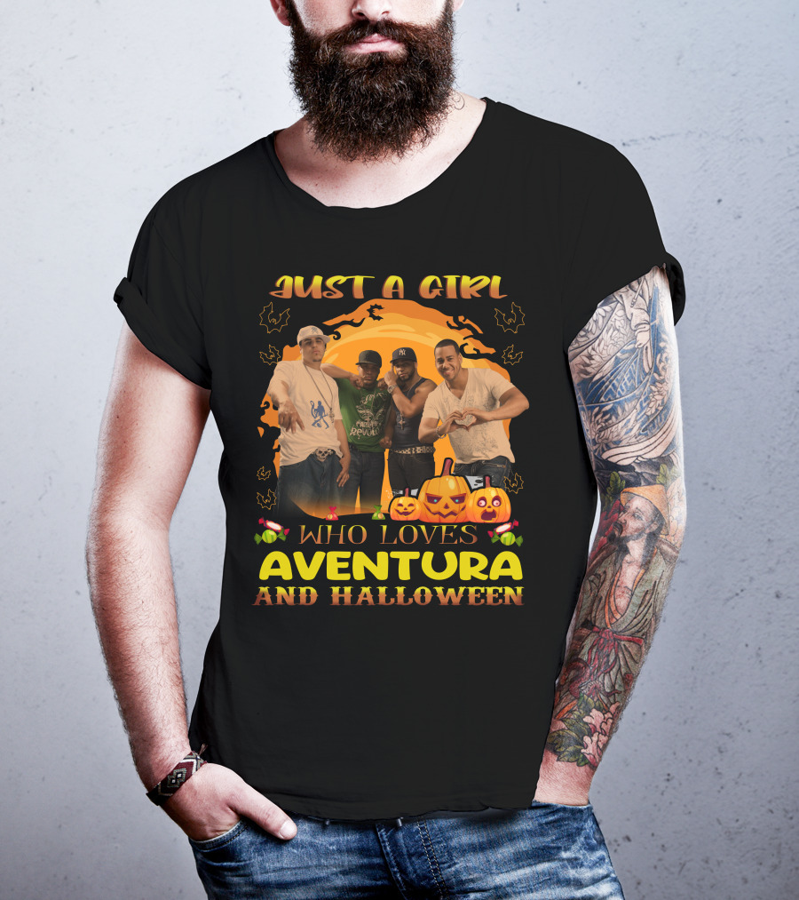 Just A Girl Who Loves Aventura And Halloween Pumpkins And Bats T-Shirt