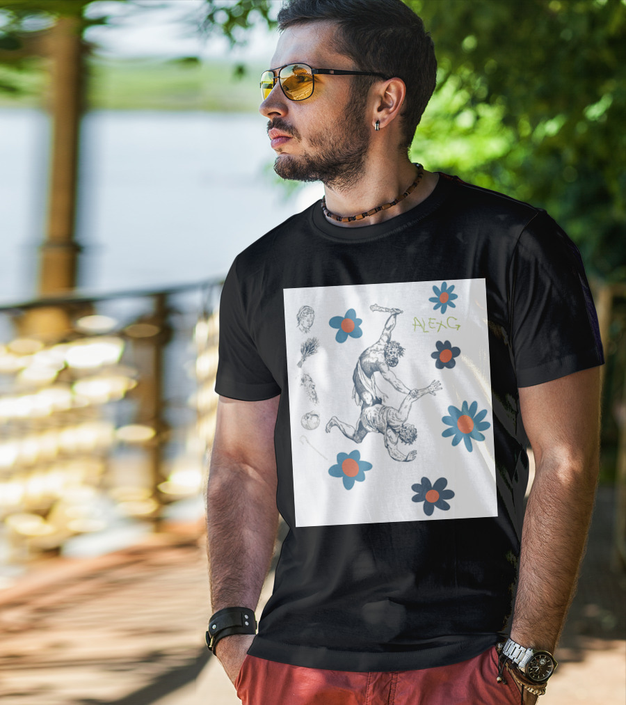 Alex G Floral Mythical Battle With Blue And Orange Flowers T-Shirt