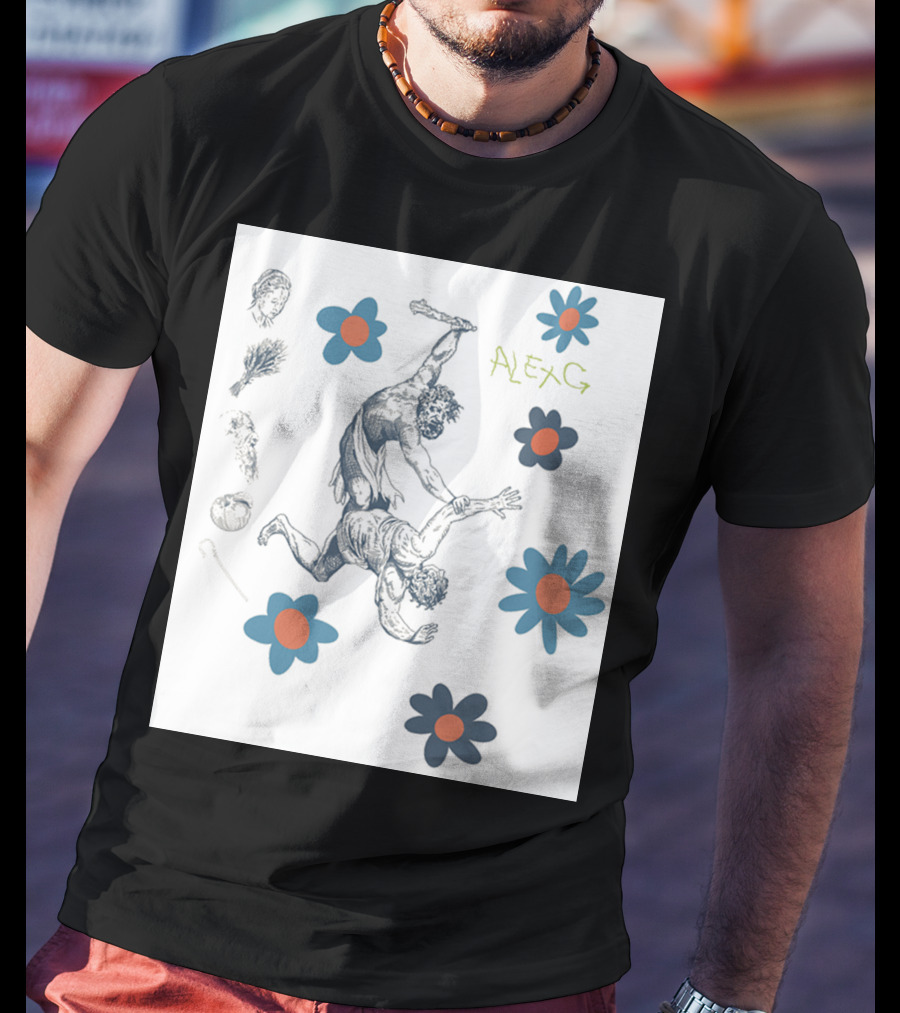 Alex G Floral Mythical Battle With Blue And Orange Flowers T-Shirt