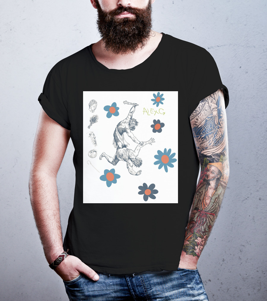 Alex G Floral Mythical Battle With Blue And Orange Flowers T-Shirt