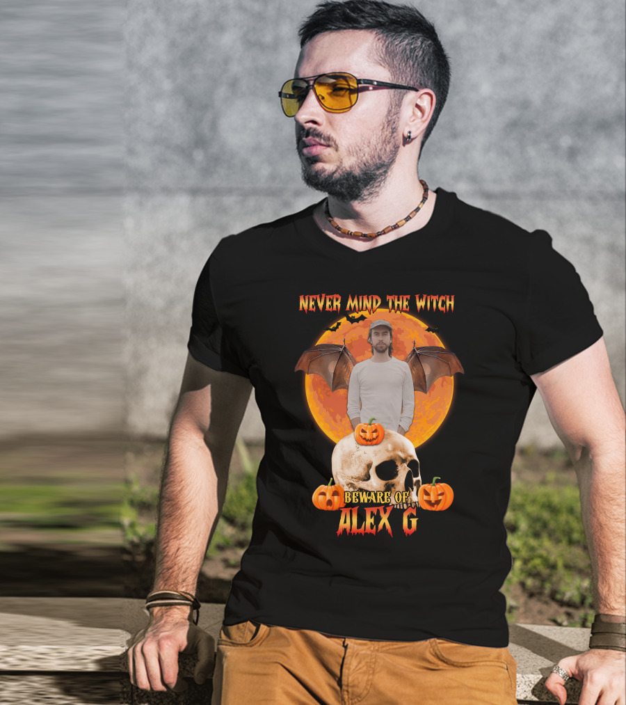 Never Mind The Witch Beware Of Alex G Halloween Skull Pumpkins T-Shirt