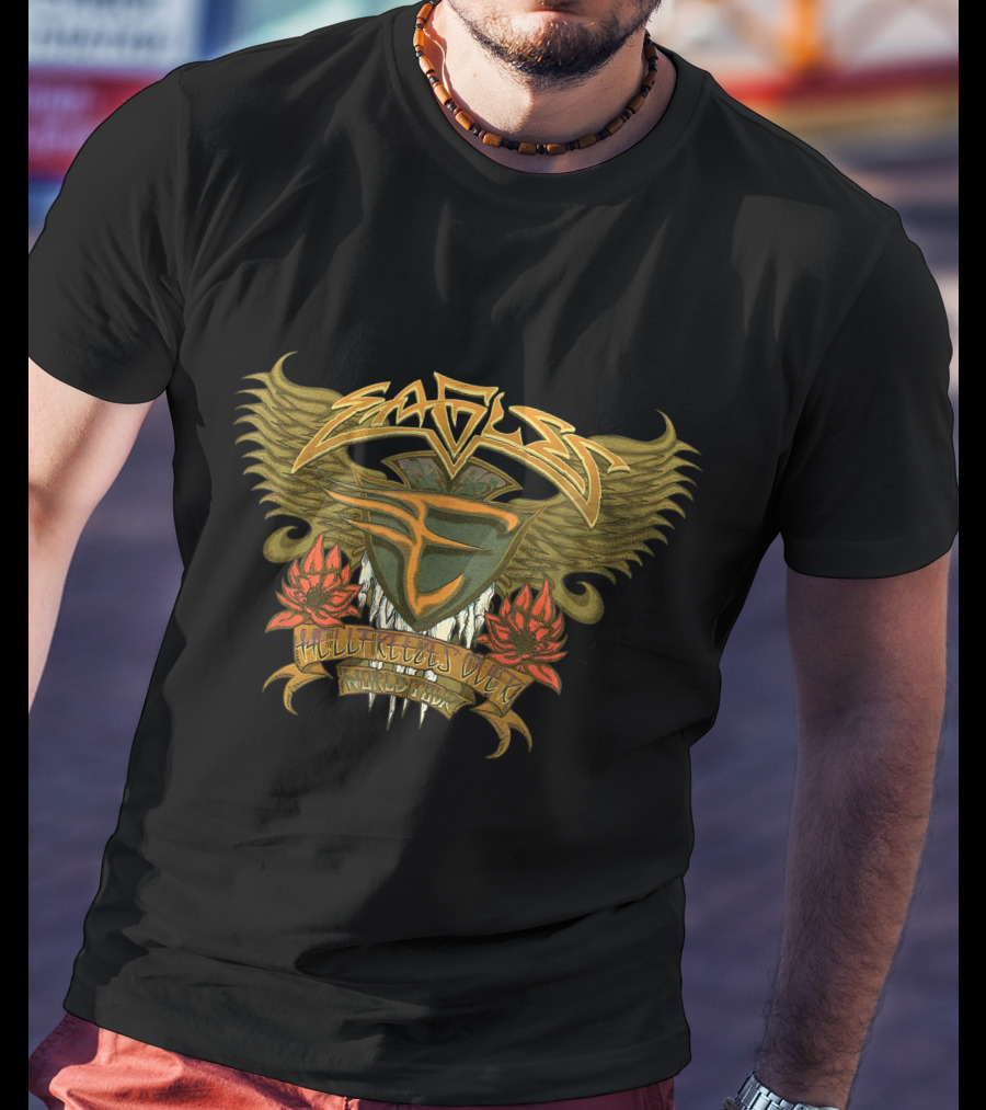 EAGLES HELL FREEZES OVER Music Legend Wings Roses Shield T-Shirt