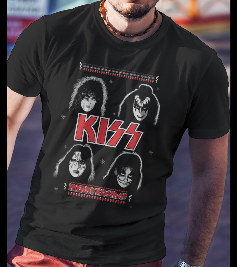 KISS Merry KISSmas Christmas Band Faces T-Shirt